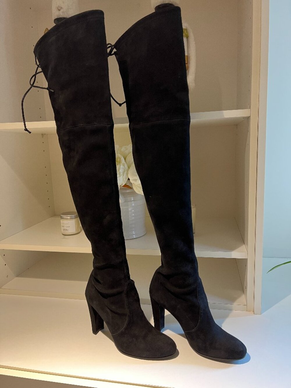STUART WEITZMAN Highland Suede Over-the-Knee Boots ~ Black Size 7 - Picture 5 of 9